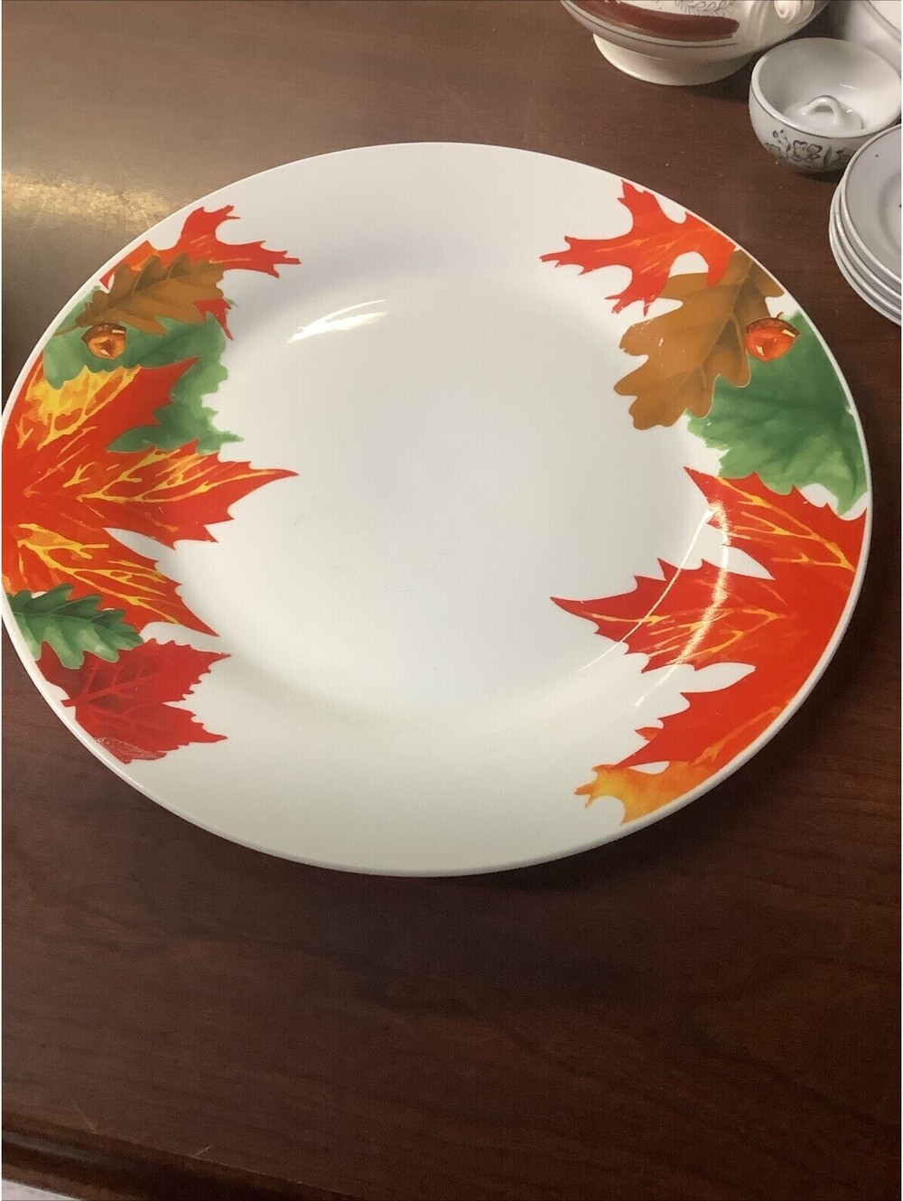 Royal Norfolk Dinner Plates Orange Autumn Fall Leaves 10 1/2"